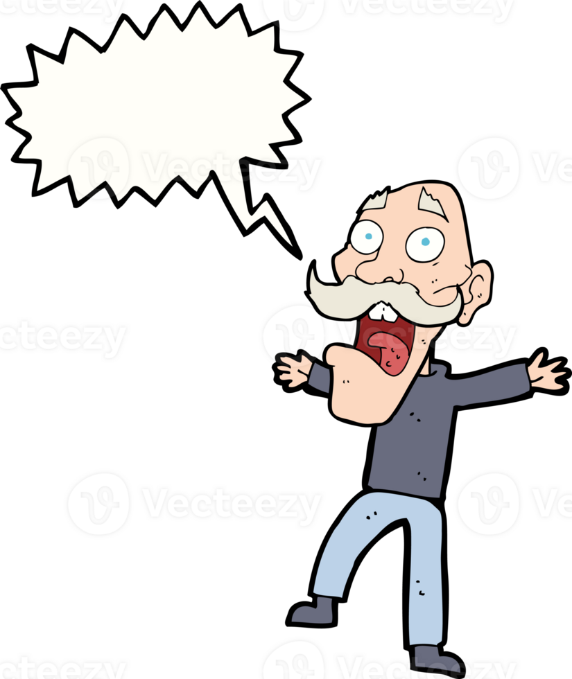 cartoon shocked old man with speech bubble png