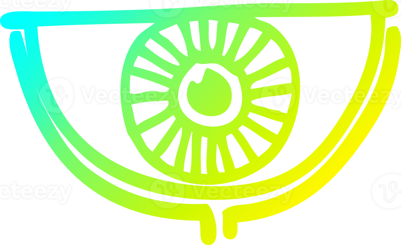 cold gradient line drawing of a cartoon eye symbol png