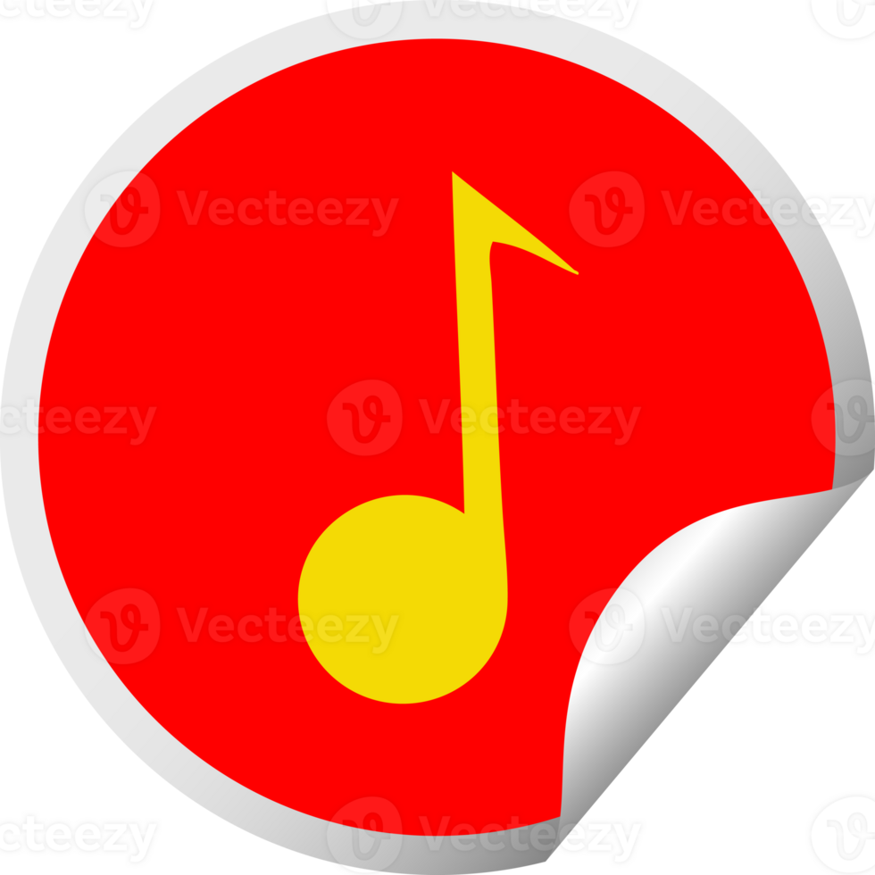 circular peeling sticker cartoon of a musical note png
