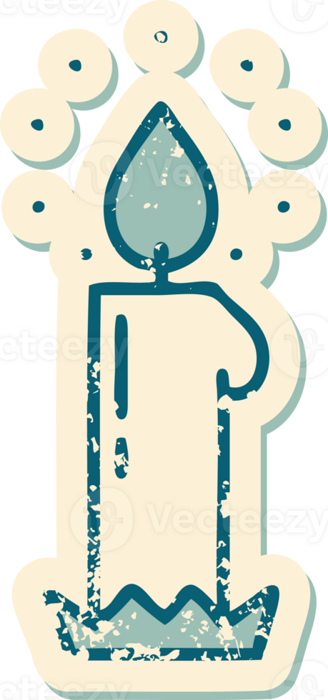 iconic distressed sticker tattoo style image of a candle png