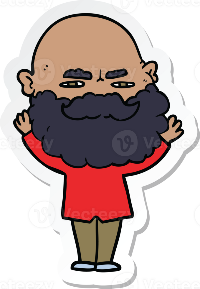 sticker of a cartoon man with beard frowning png