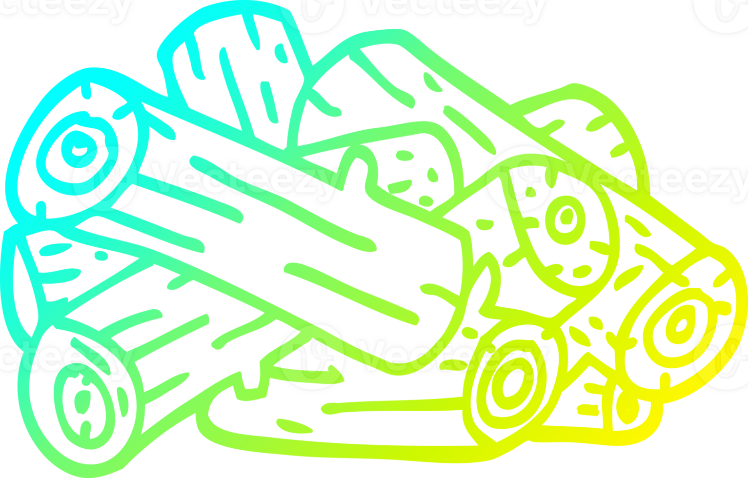 cold gradient line drawing of a cartoon pile of logs png