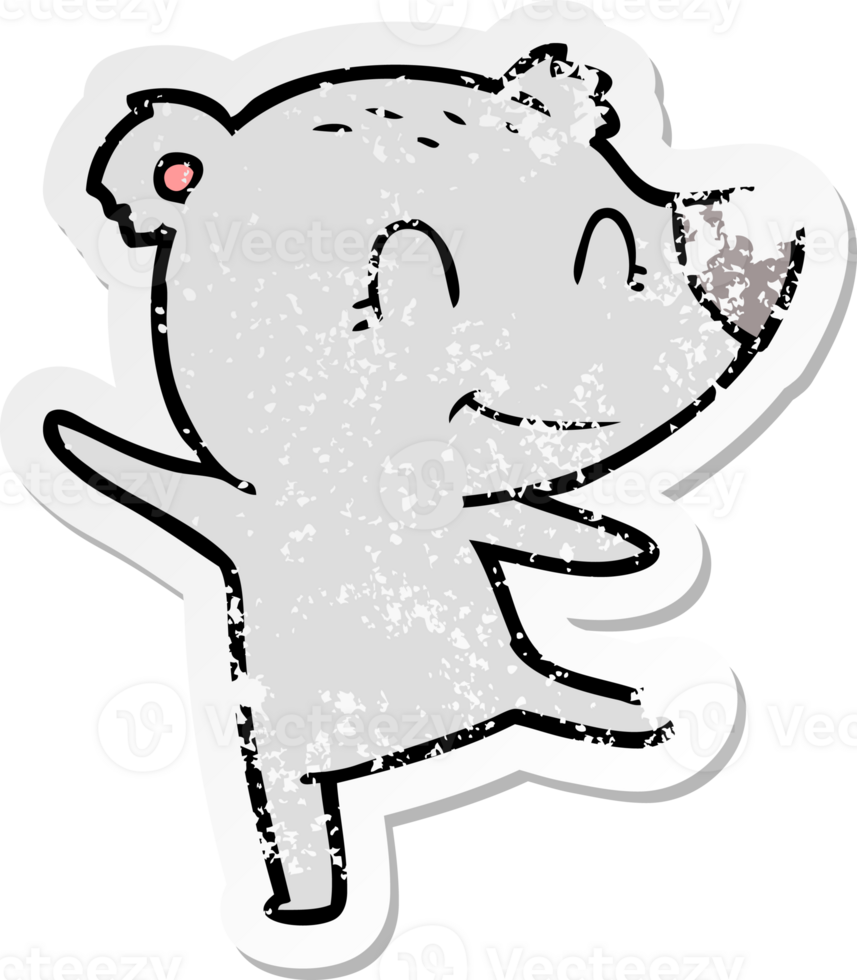 distressed sticker of a friendly bear dancing png
