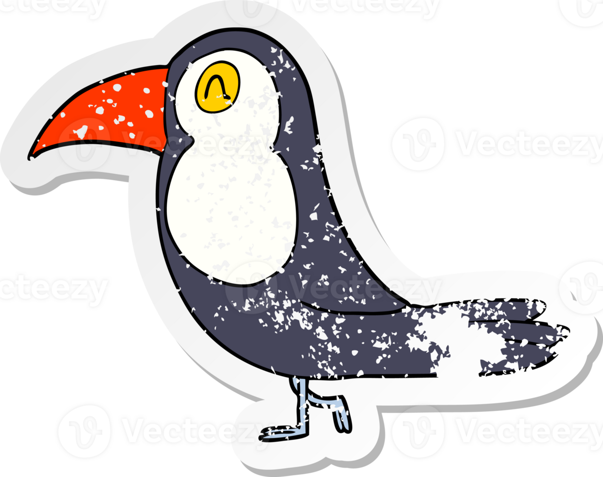 distressed sticker of a cartoon toucan png
