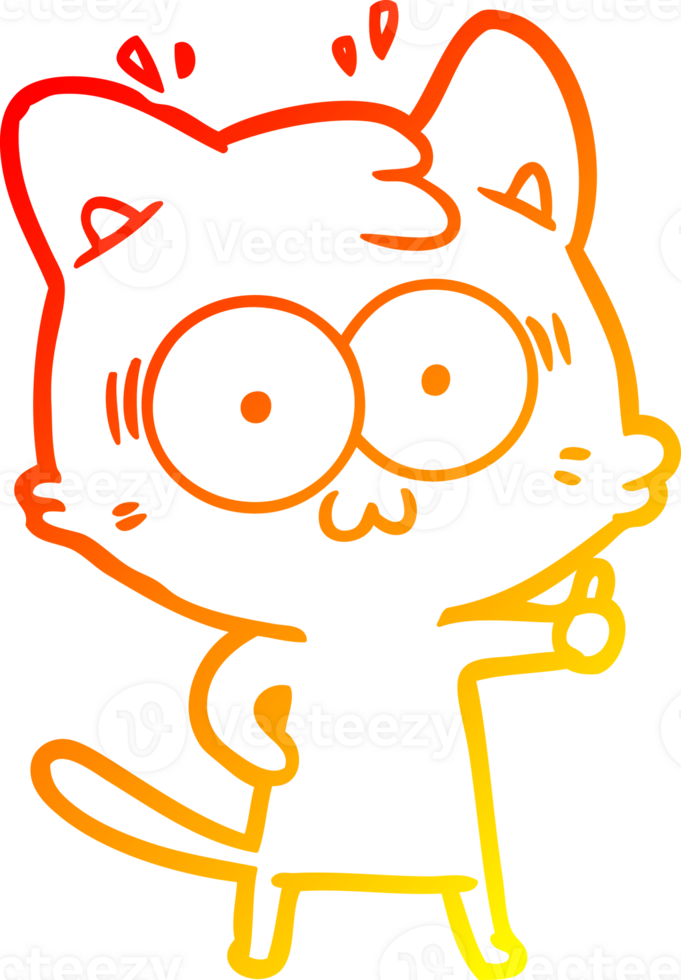 warm gradient line drawing of a cartoon surprised cat png