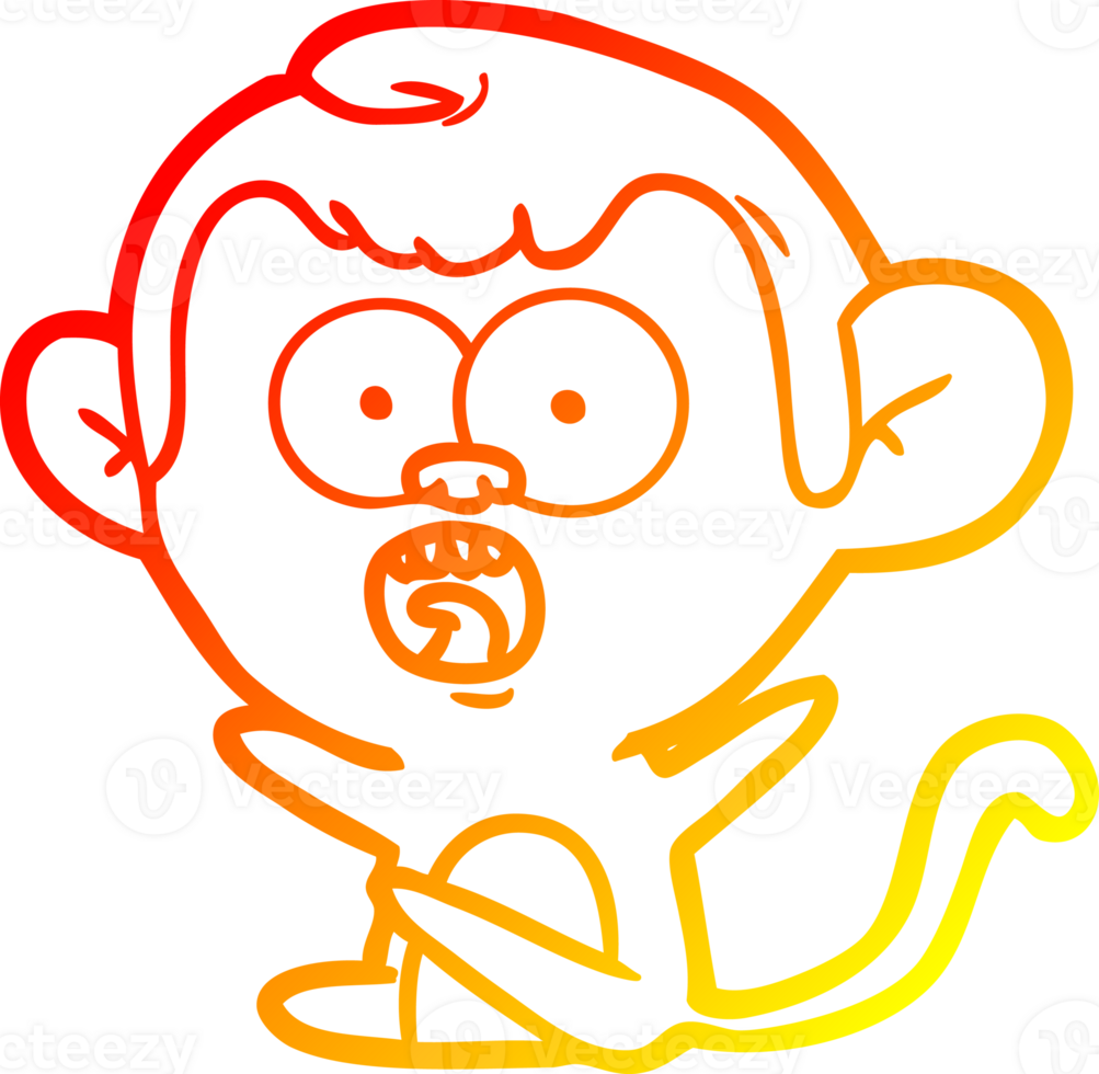 warm gradient line drawing of a cartoon shocked monkey png
