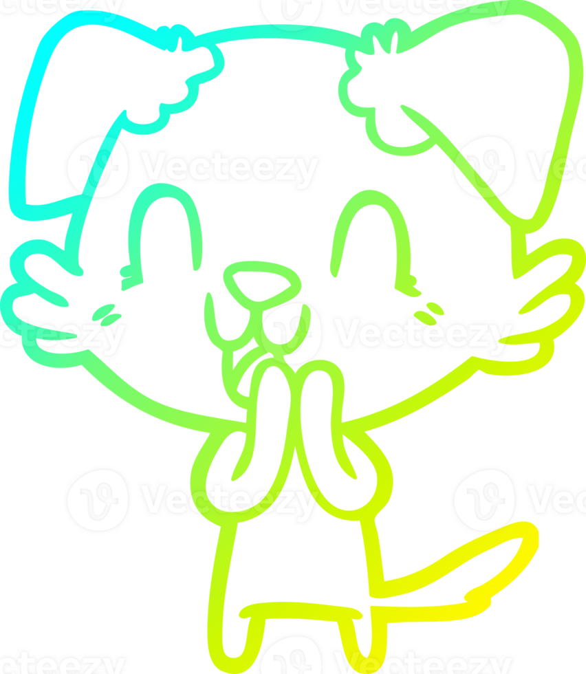 cold gradient line drawing of a laughing cartoon dog png