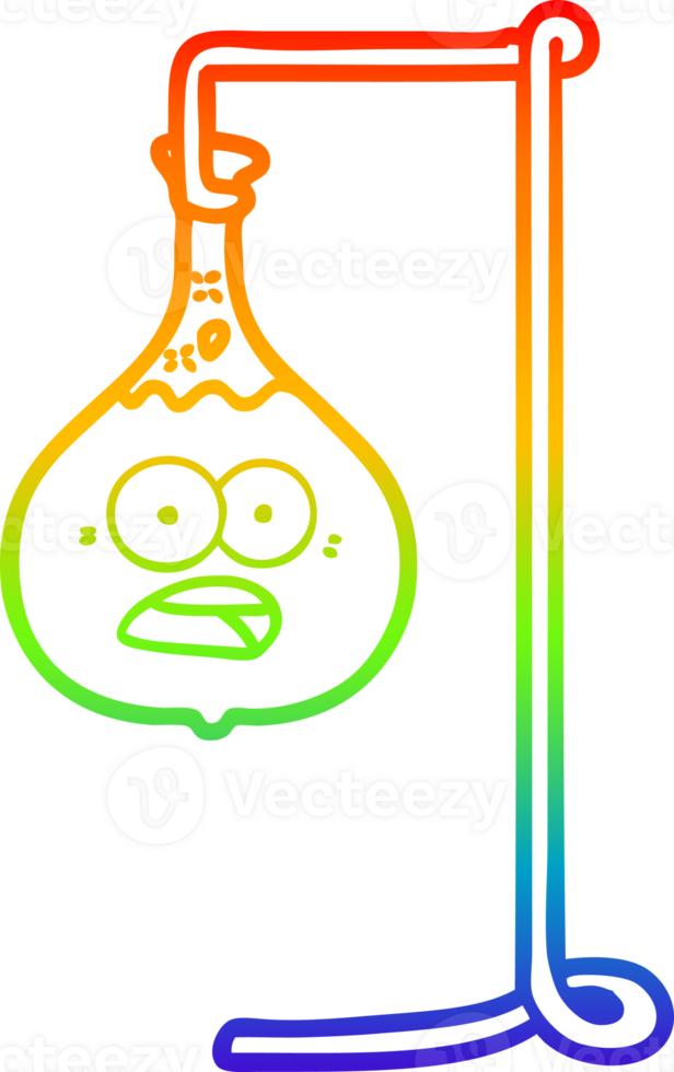 rainbow gradient line drawing of a cartoon science experiment png