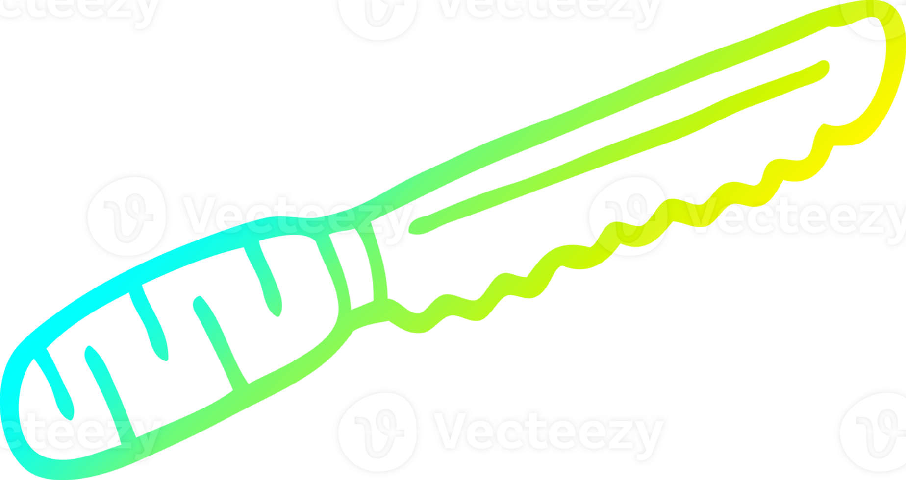 cold gradient line drawing of a cartoon bread knife png
