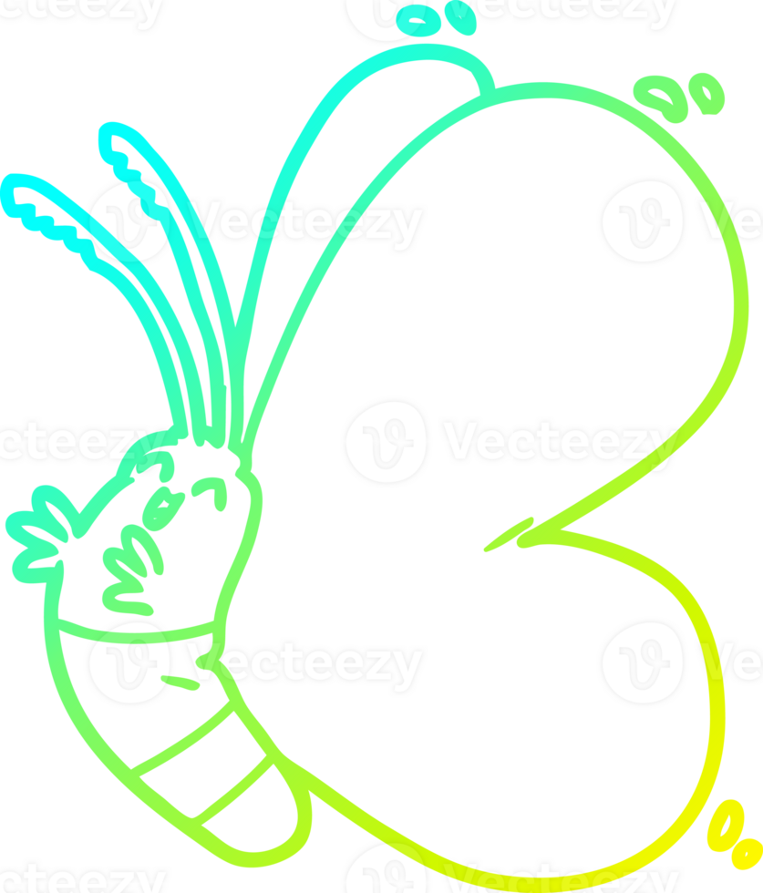 cold gradient line drawing of a funny cartoon butterfly png
