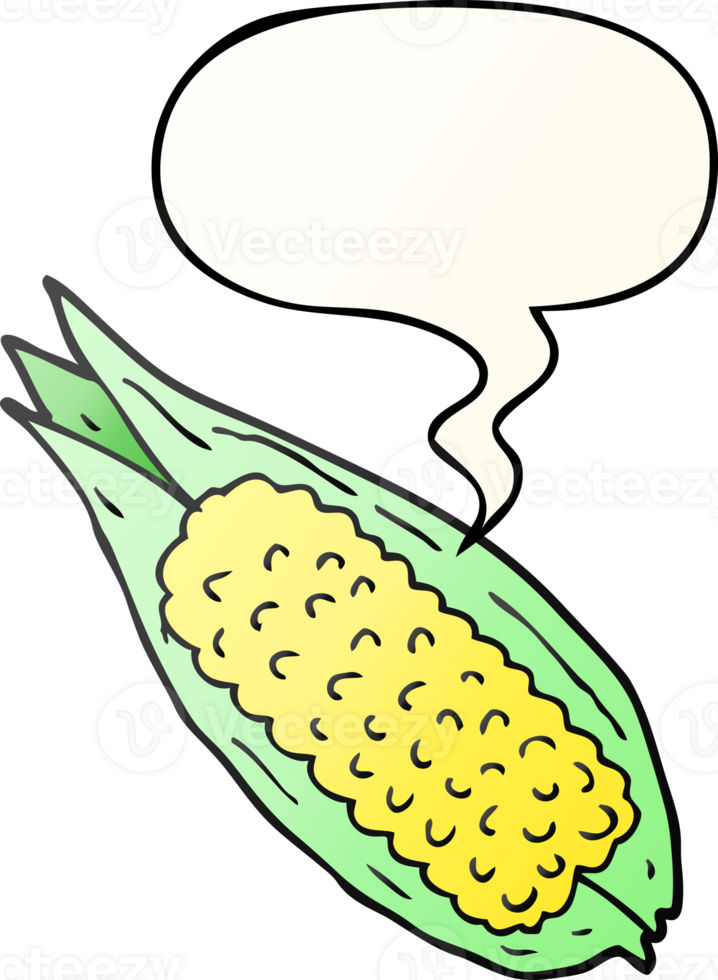 cartoon corn with speech bubble in smooth gradient style png