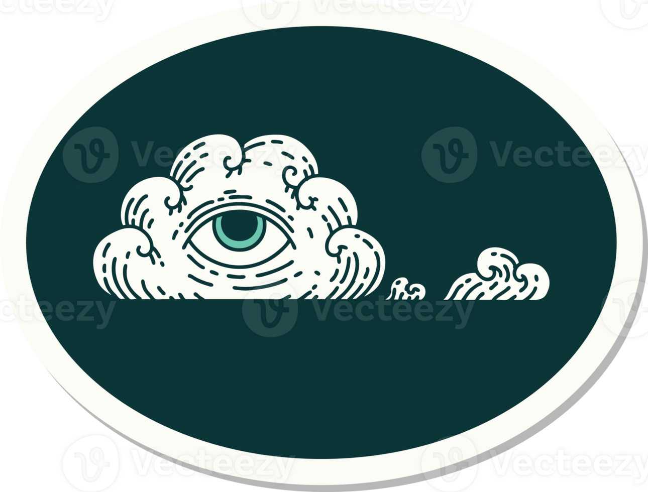 sticker of tattoo in traditional style of an all seeing eye cloud png