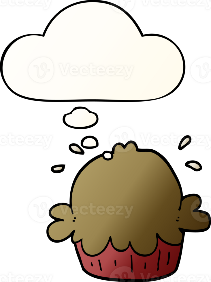 cute cartoon pie with thought bubble in smooth gradient style png