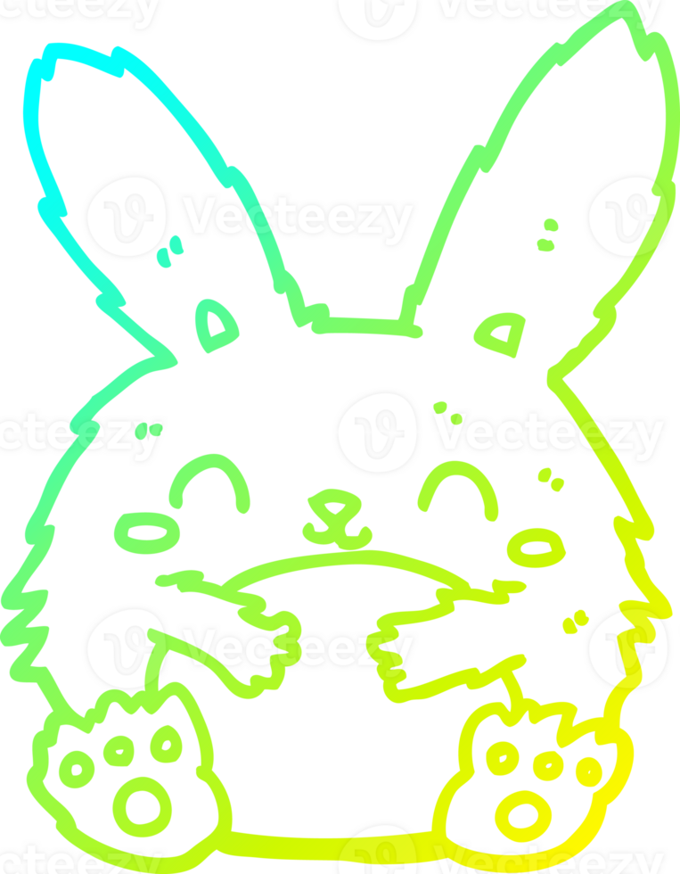 cold gradient line drawing of a cute cartoon rabbit png