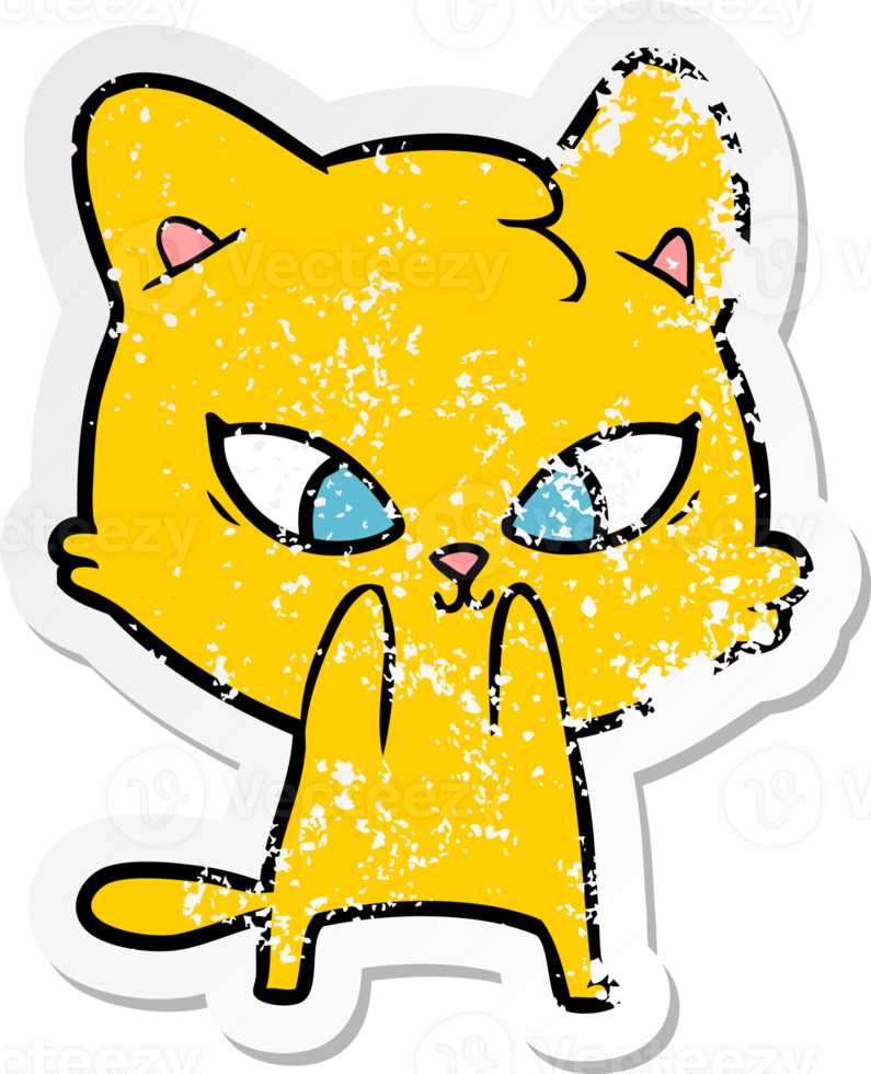 distressed sticker of a cute cartoon cat png