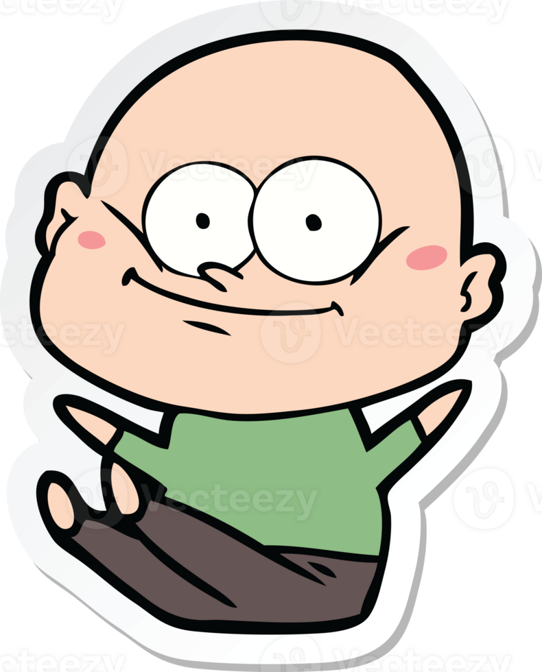 sticker of a cartoon bald man staring png