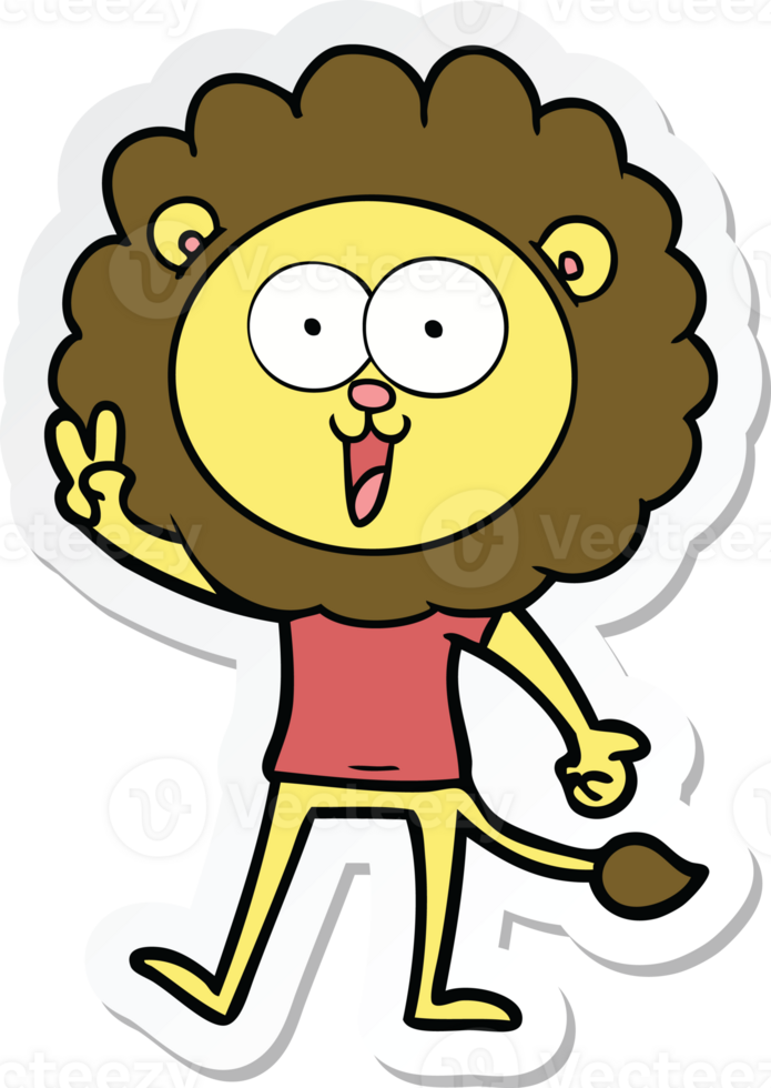 sticker of a happy cartoon lion png