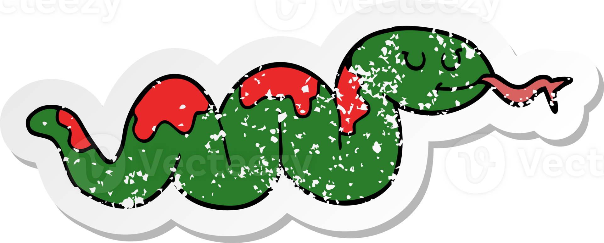 distressed sticker of a cartoon snake png