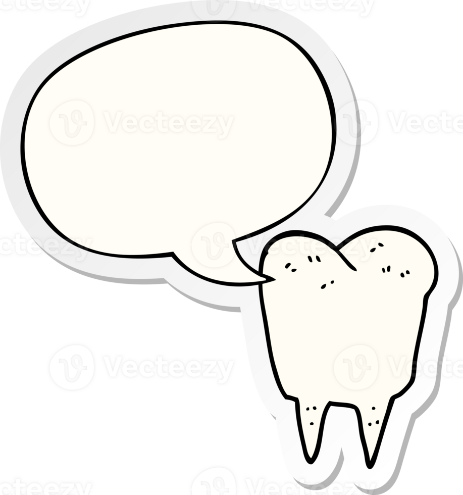 cartoon tooth with speech bubble sticker png