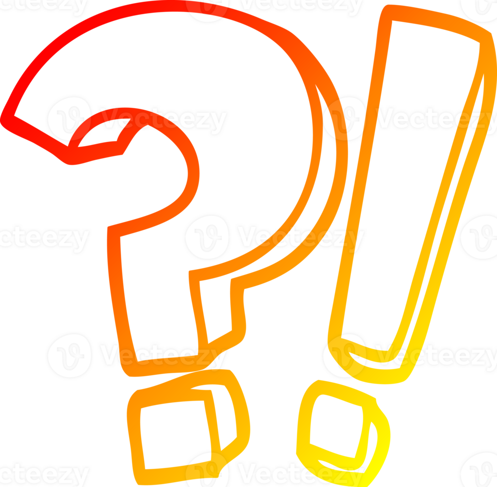 warm gradient line drawing of a cartoon question mark and exclamation mark png