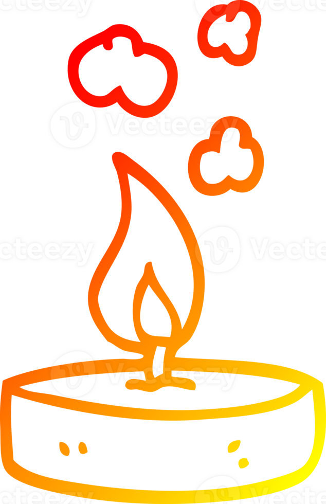warm gradient line drawing of a cartoon small candle png