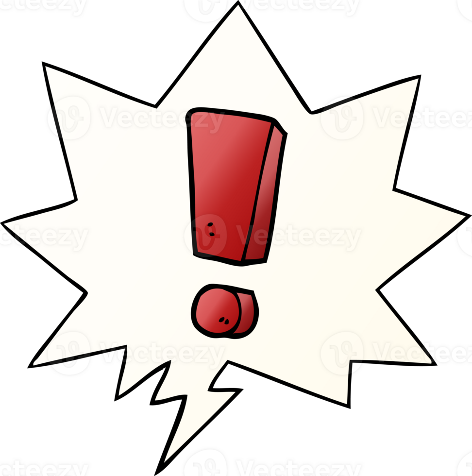 cartoon exclamation mark with speech bubble in smooth gradient style png