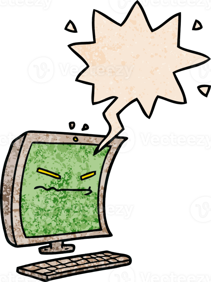 cyber bullying cartoon with speech bubble in retro texture style png