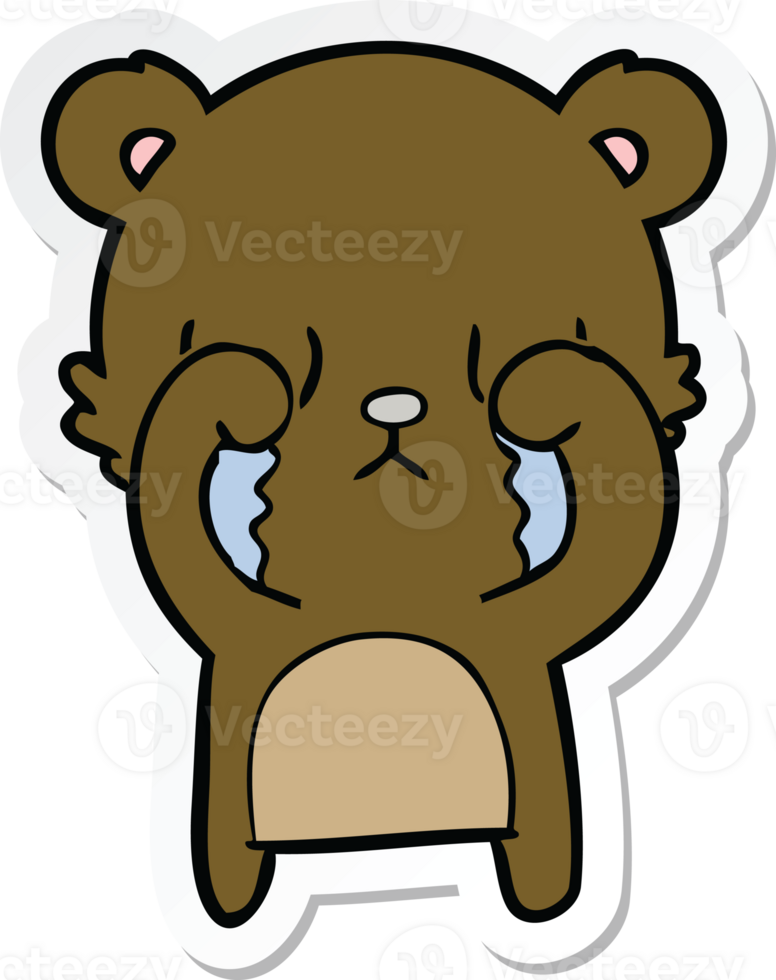 sticker of a crying cartoon bear png