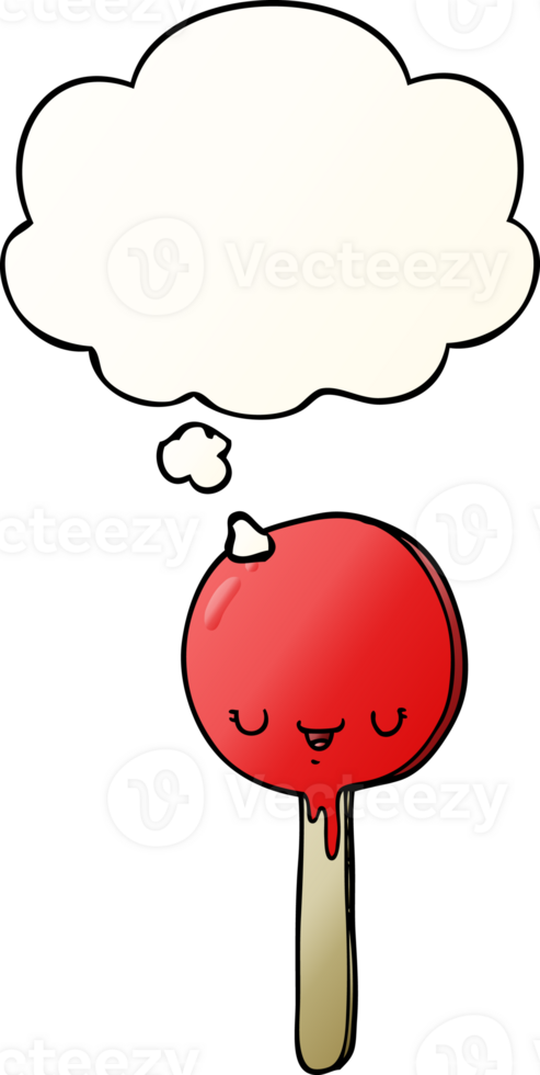 cartoon candy lollipop with thought bubble in smooth gradient style png