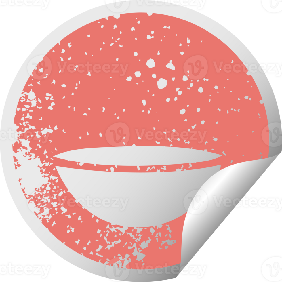 distressed circular peeling sticker symbol of a hot soup png