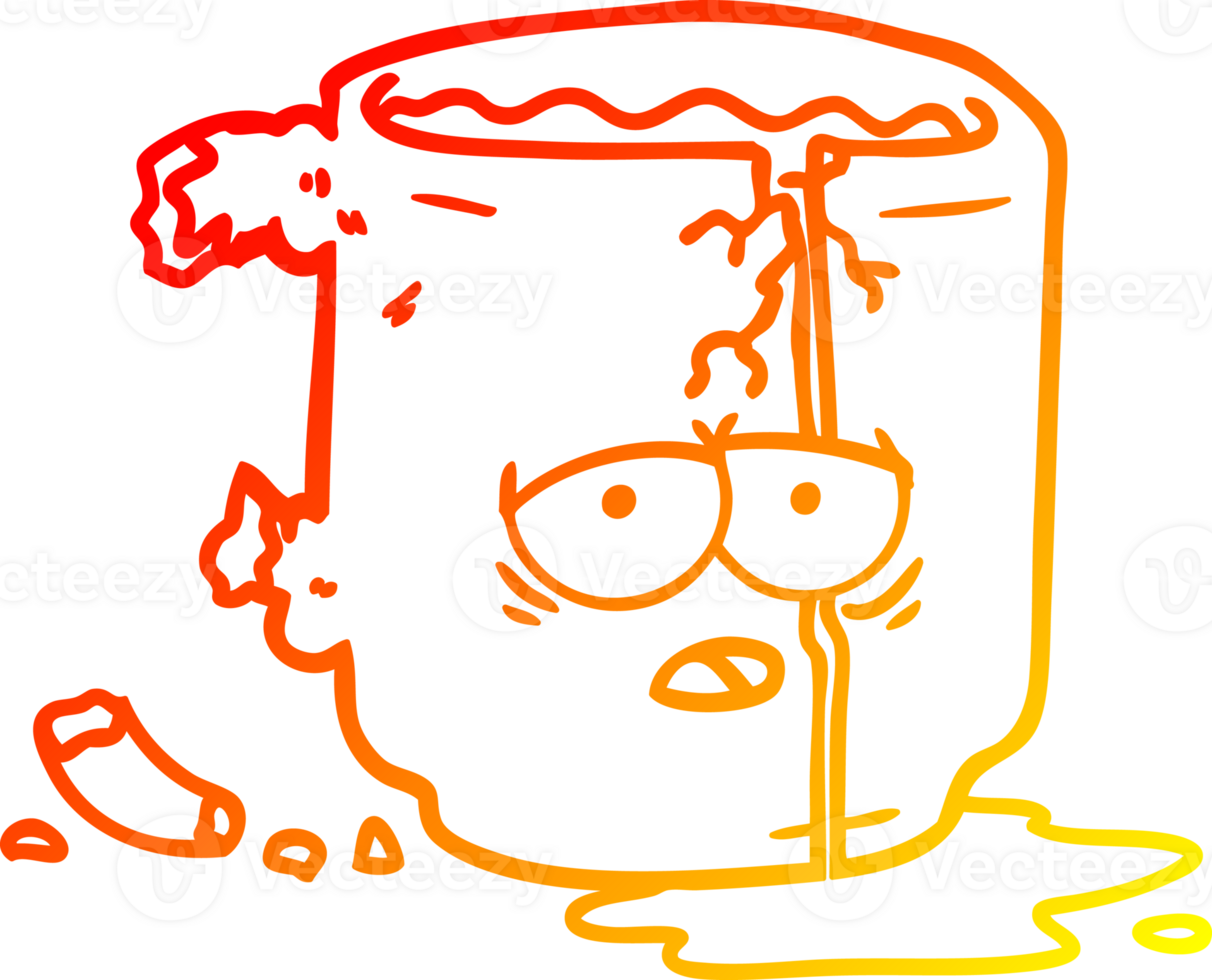 warm gradient line drawing of a cartoon broken mug png