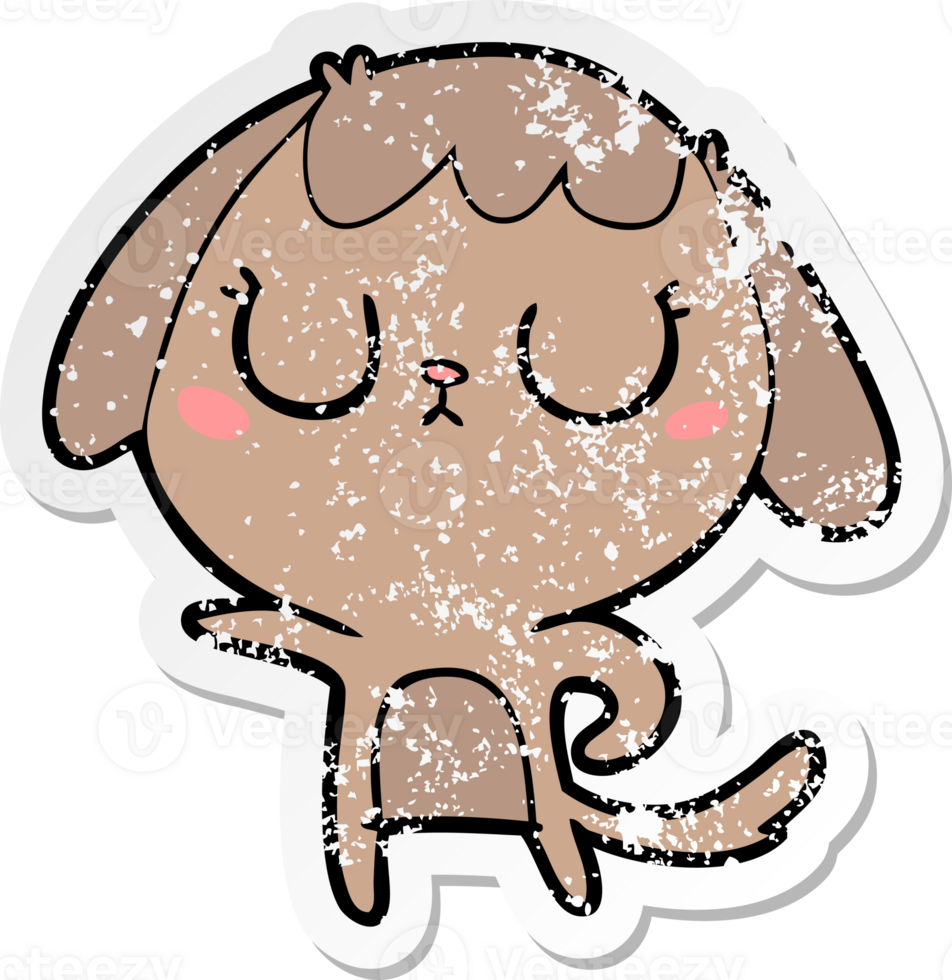 distressed sticker of a cute cartoon dog png