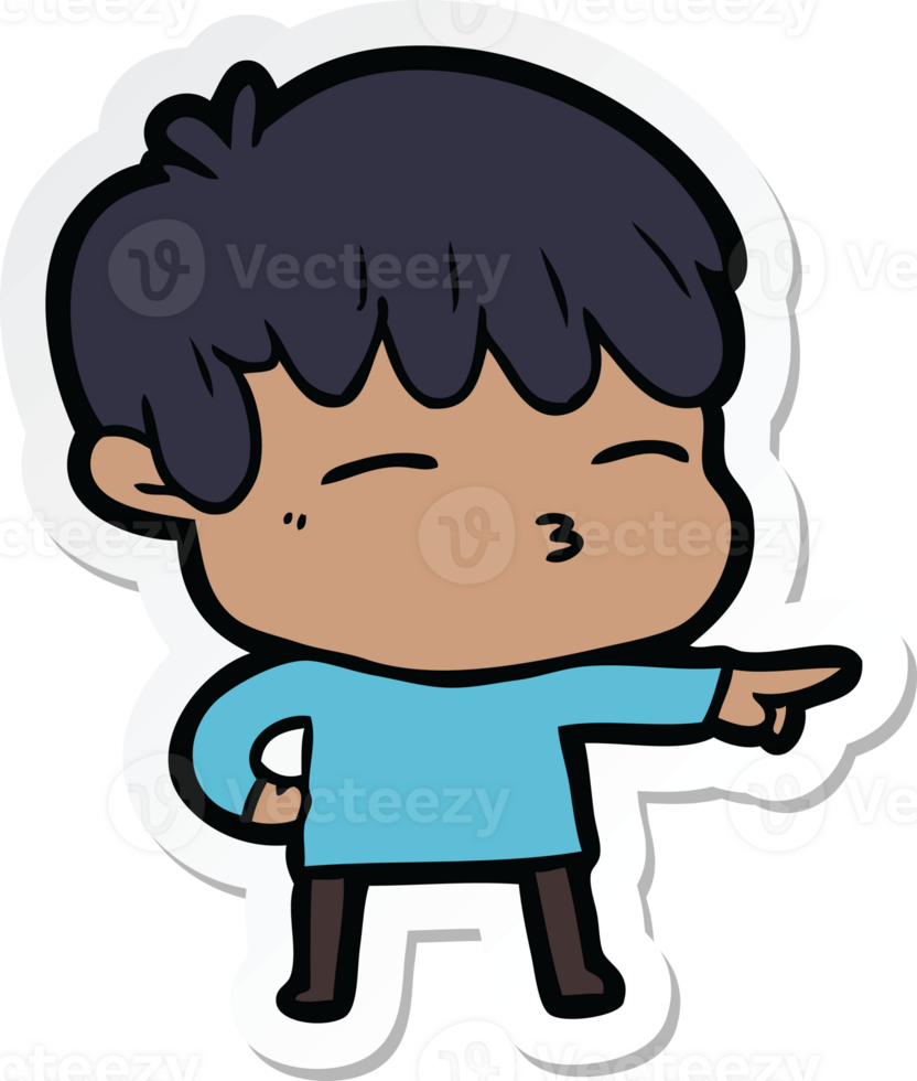sticker of a cartoon curious boy png