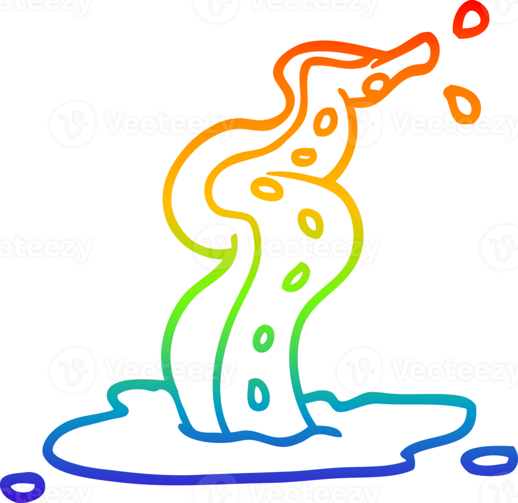 rainbow gradient line drawing of a cartoon spooky tentacle png
