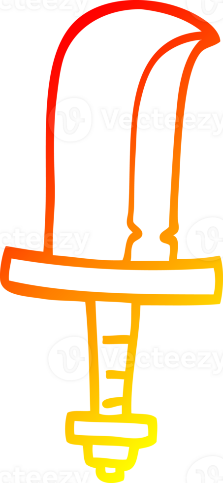 warm gradient line drawing of a cartoon golden sword png