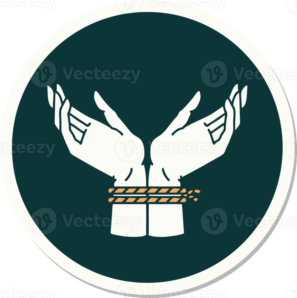 sticker of tattoo in traditional style of a pair of tied hands png