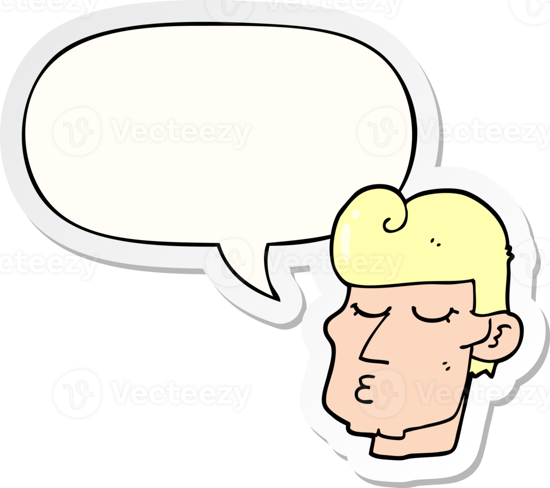 cartoon handsome man with speech bubble sticker png