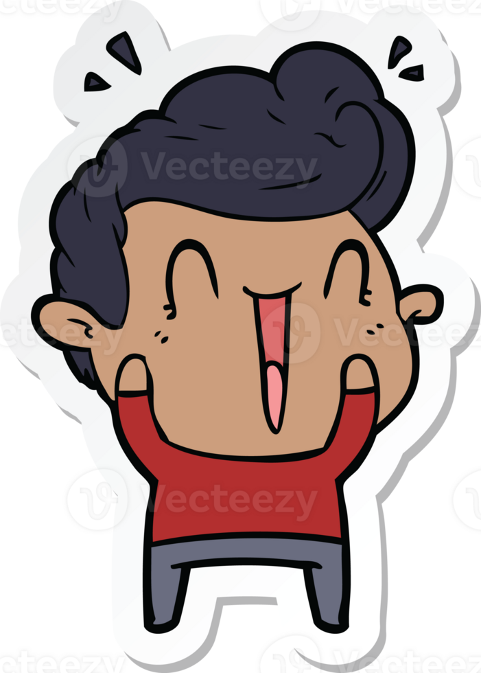 sticker of a cartoon happy man png