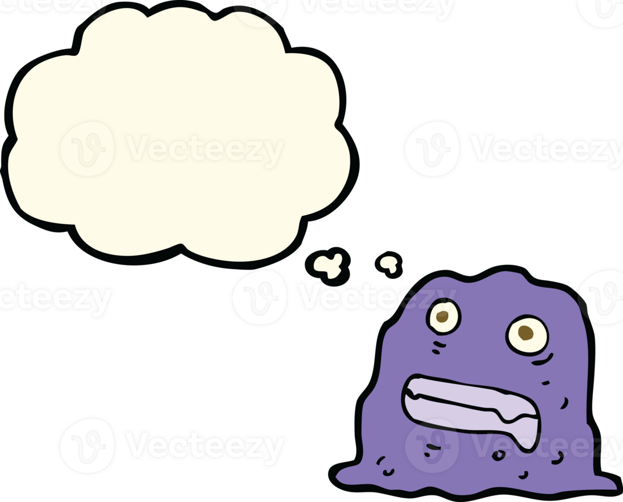 cartoon slime creature with thought bubble png