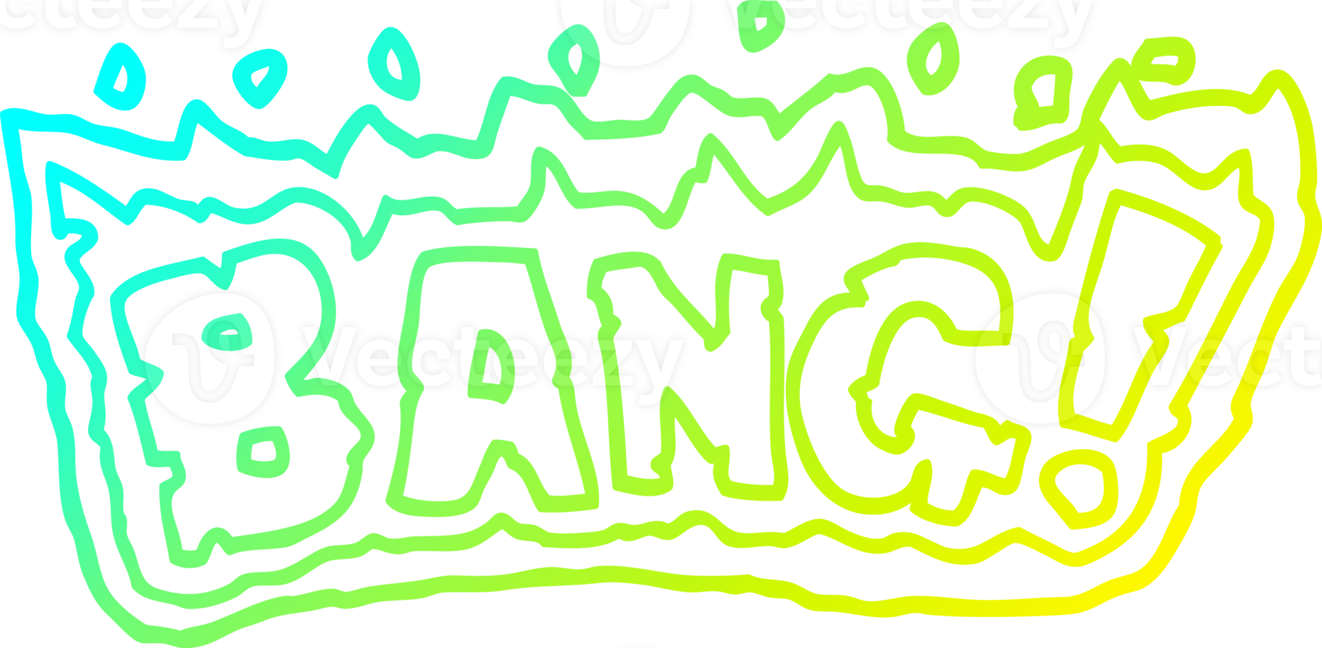 cold gradient line drawing of a cartoon word bang png