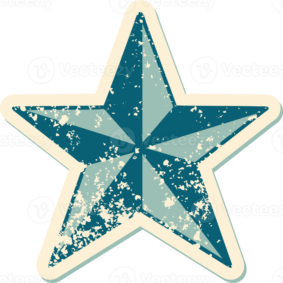 iconic distressed sticker tattoo style image of a star png