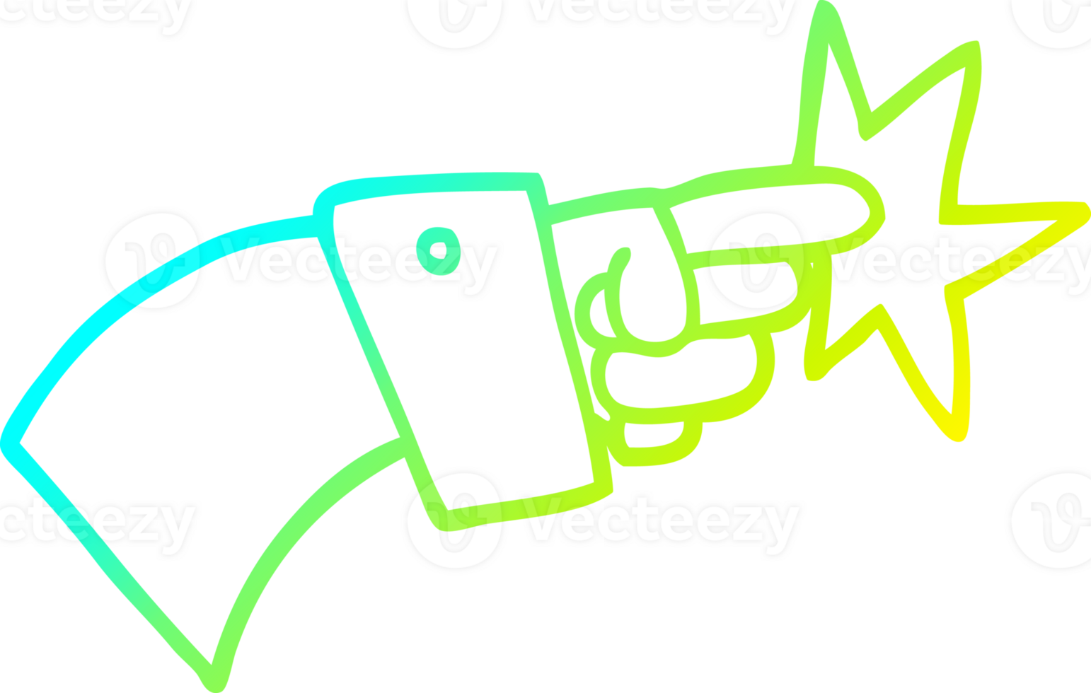 cold gradient line drawing of a cartoon pointing hand icon png