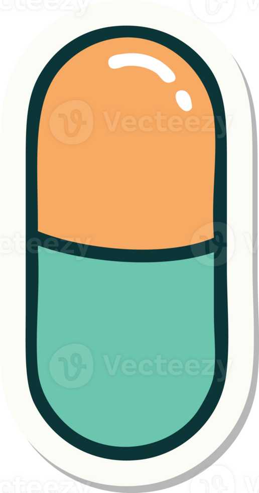 sticker of tattoo in traditional style of a pill png