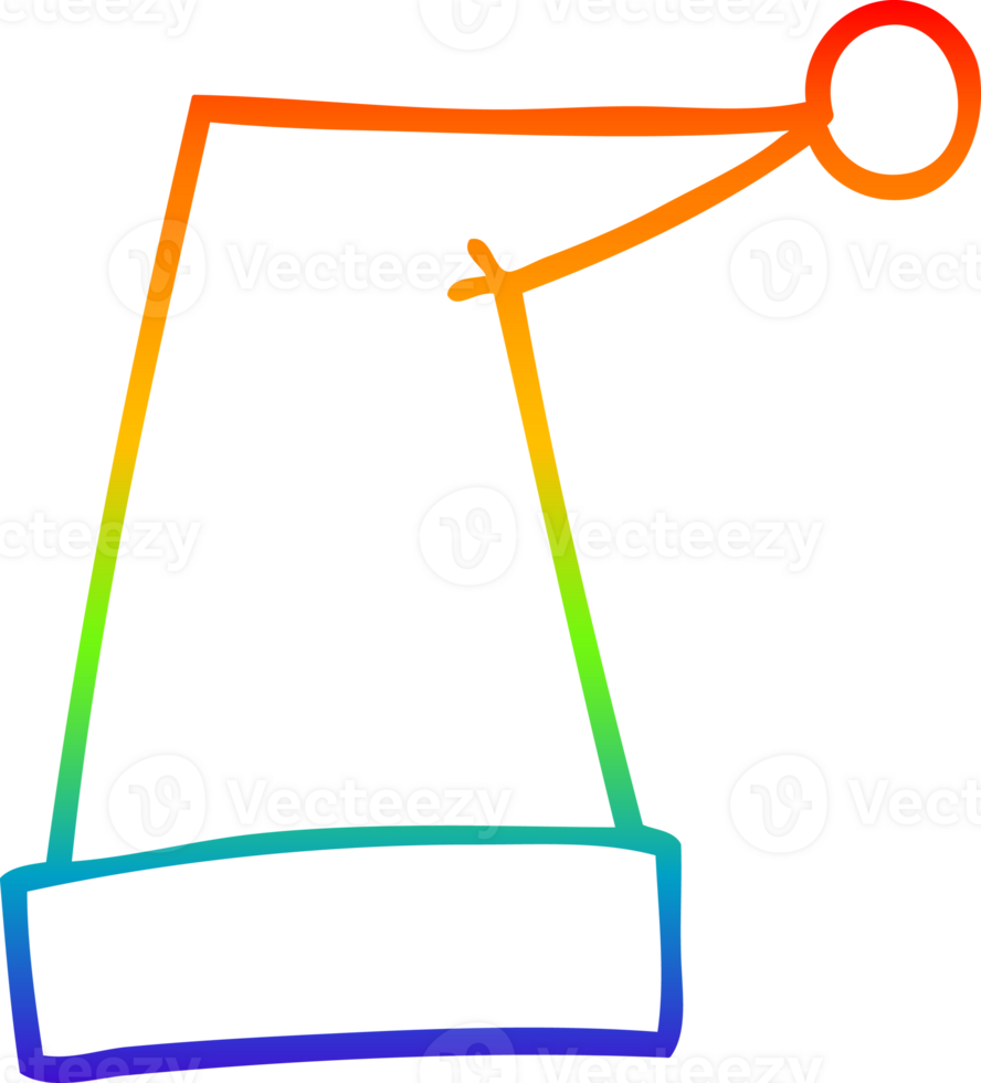 rainbow gradient line drawing of a cartoon elf hat png