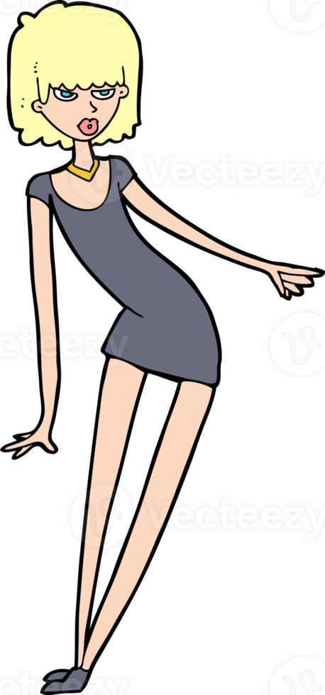 cartoon woman in dress leaning png