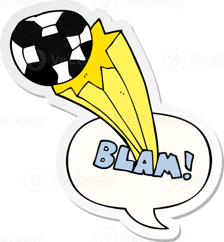 cartoon kicked soccer ball with speech bubble sticker png