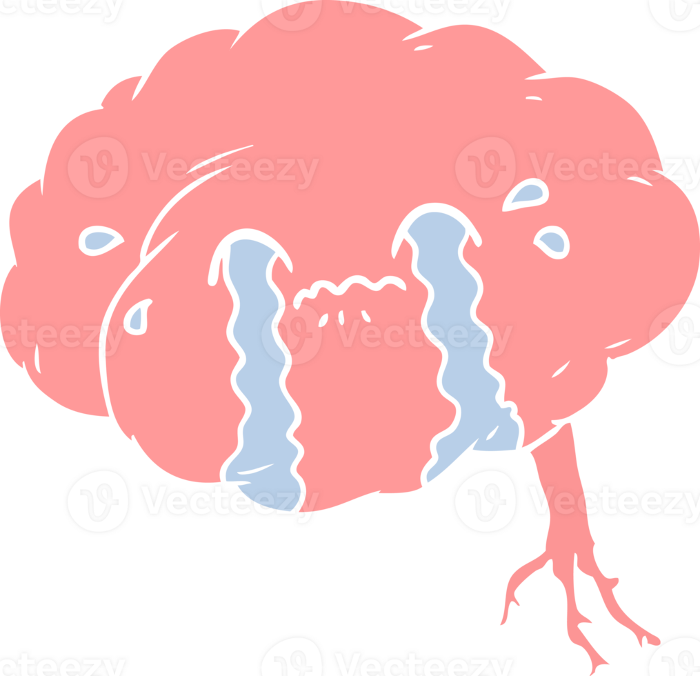 flat color style cartoon brain with headache png
