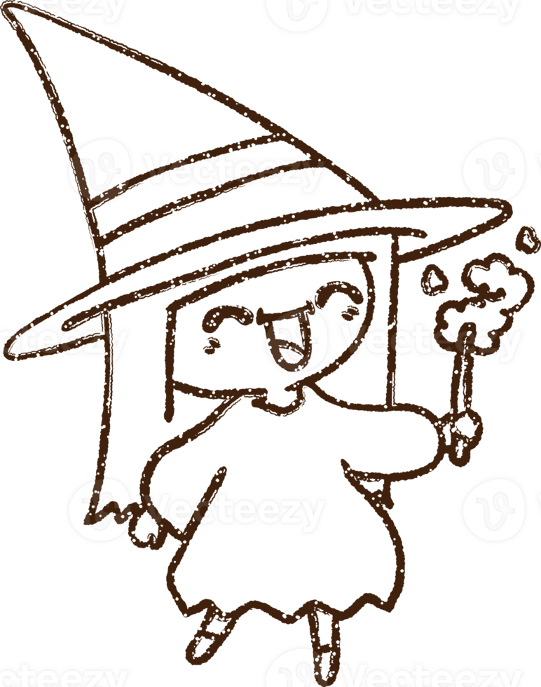 Happy Witch Charcoal Drawing png