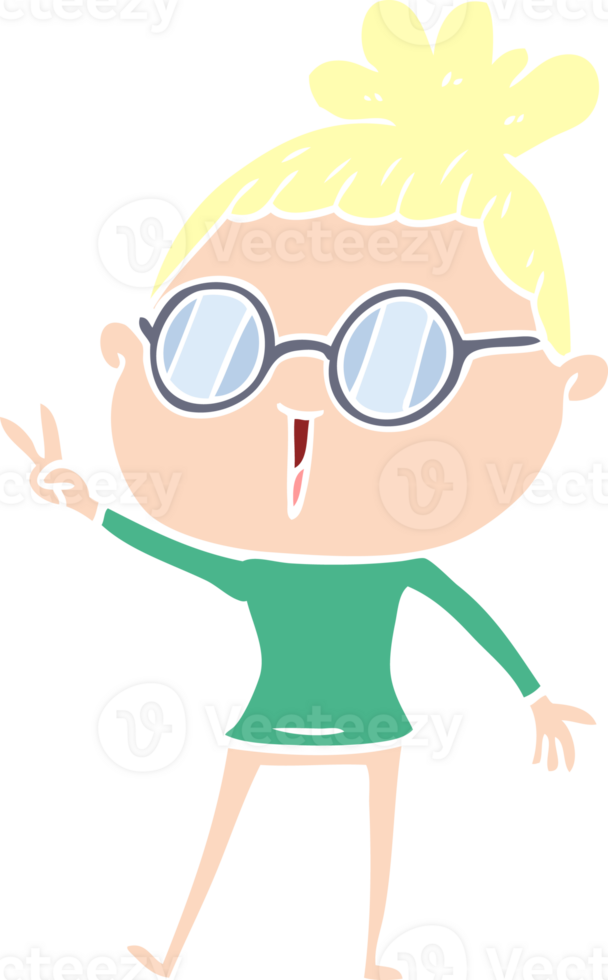 flat color style cartoon woman wearing spectacles png