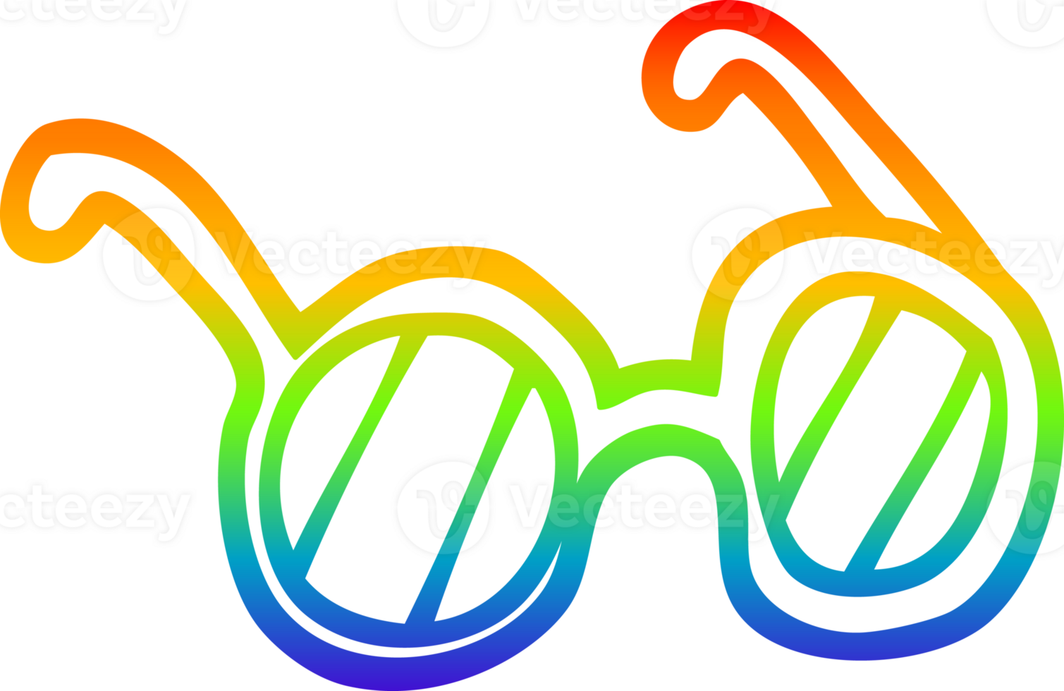 rainbow gradient line drawing of a cartoon spectacles png